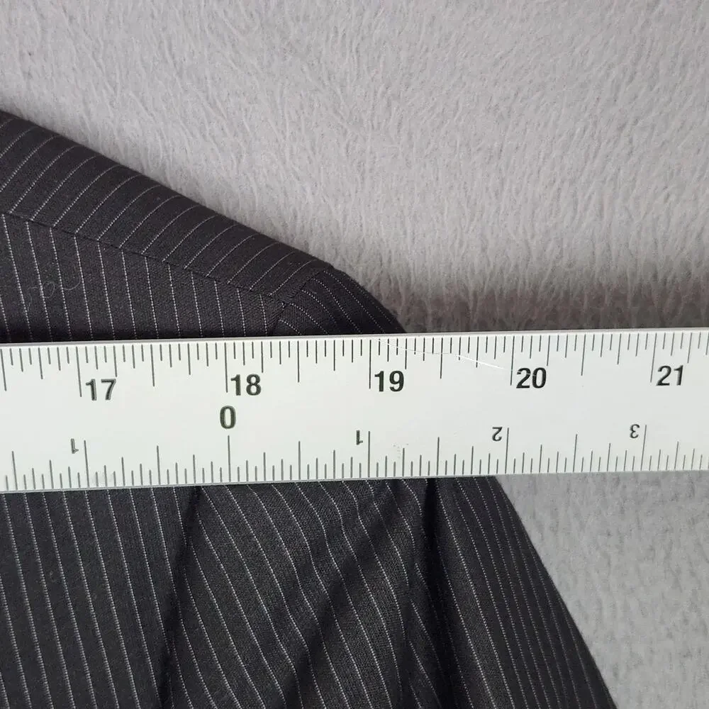 Billy London Suit Jacket Mens 42R Black Pinstripe Polyester Rayon 4 Button